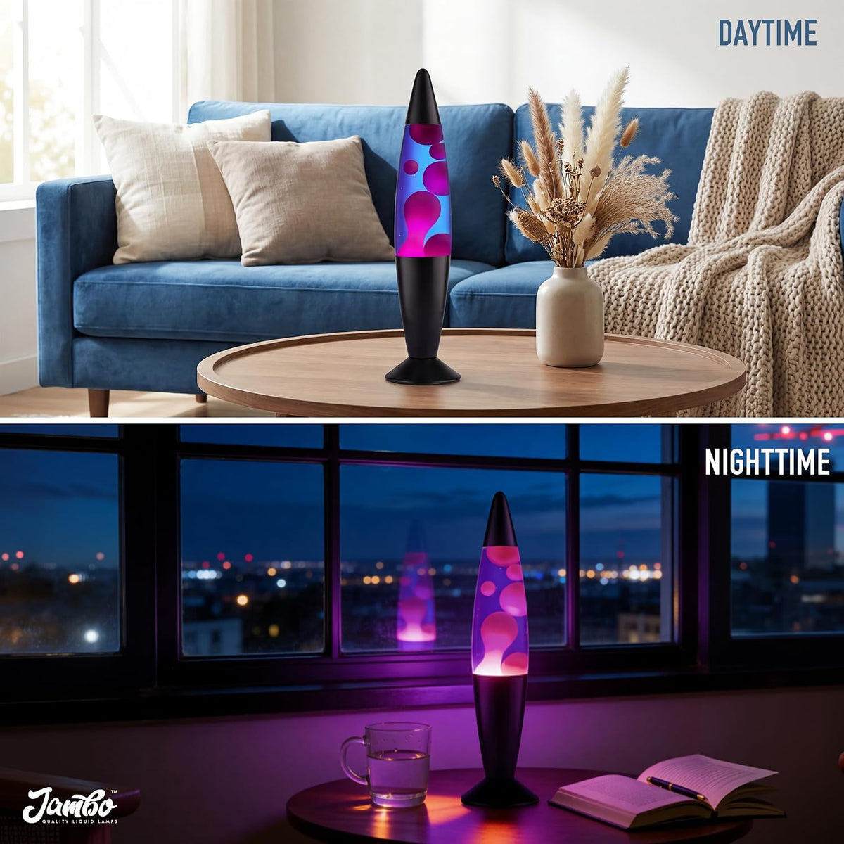 16" Beautiful Lamp- Blue with Purple Wax, Relaxing Liquid Lamp for Living Room Office Bedroom Adults Teens Kids, Magma Light, Night Light Nightlight, Home Decor