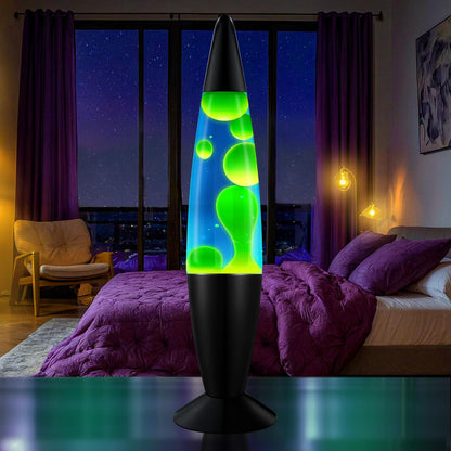 16" Beautiful Lamp- Blue with Yellow/Green Wax, Relaxing Liquid Lamp for Living Room Office Bedroom Adults Teens Kids, Magma Light, Night Light Nightlight, Home Decor