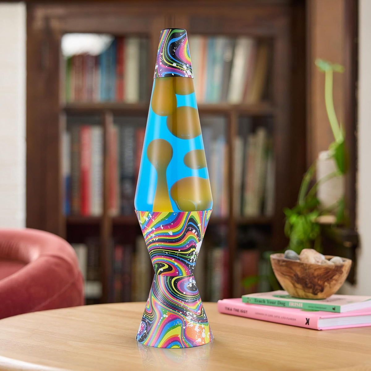 Lava the Original Lamp - 14.5" Splattered Distortion – Classic Liquid Motion Lamp - Orange Wax and Blue Liquid - Item #2427 (Amazon Exclusive)