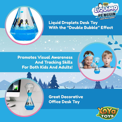 Liquimo Penguin - Liquid Motion Bubbler for Kids and Adults - Penguin Theme - Satisfying Toys for Stress and Anxiety Relief - Fidget Toy Can Be Used as a Colorful Kitchen Timer