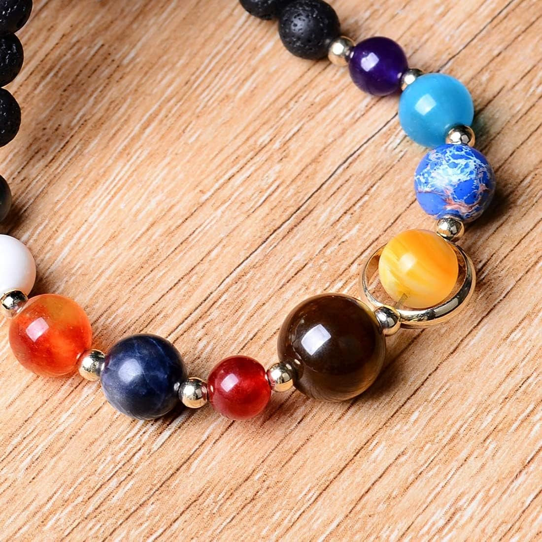 Solar System Galaxy Bracelet - the Eight Planets Guardian Star Lava Rock Stretch Yoga Chakra Aromatherapy Essential Oil Diffuser Bracelet for Men & Women