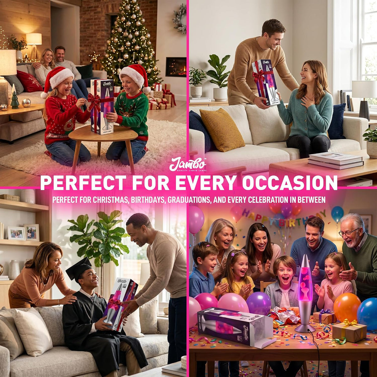 16" Beautiful Lamp- Purple with Pink Wax, Relaxing Liquid Light, Night Light Nightlight, Home Decor Living Room Office Bedroom Lamp for Adults Teens Kids, Magma Motion