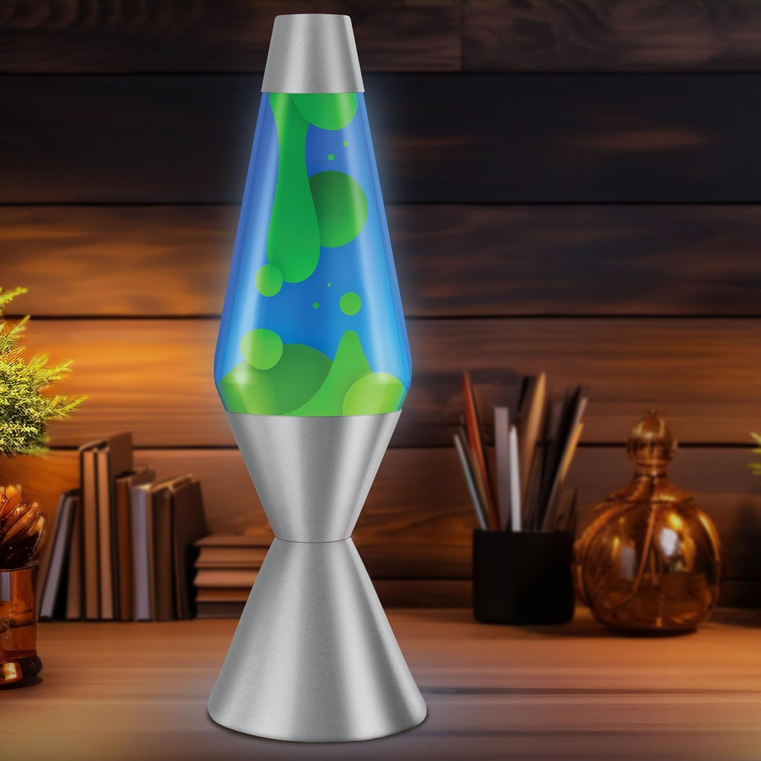Lava the Original Lamp - 16.3" Emerald Tide – Classic Liquid Motion Lamp - Yellow Wax and Blue Liquid - Item #5139 (Amazon Exclusive)