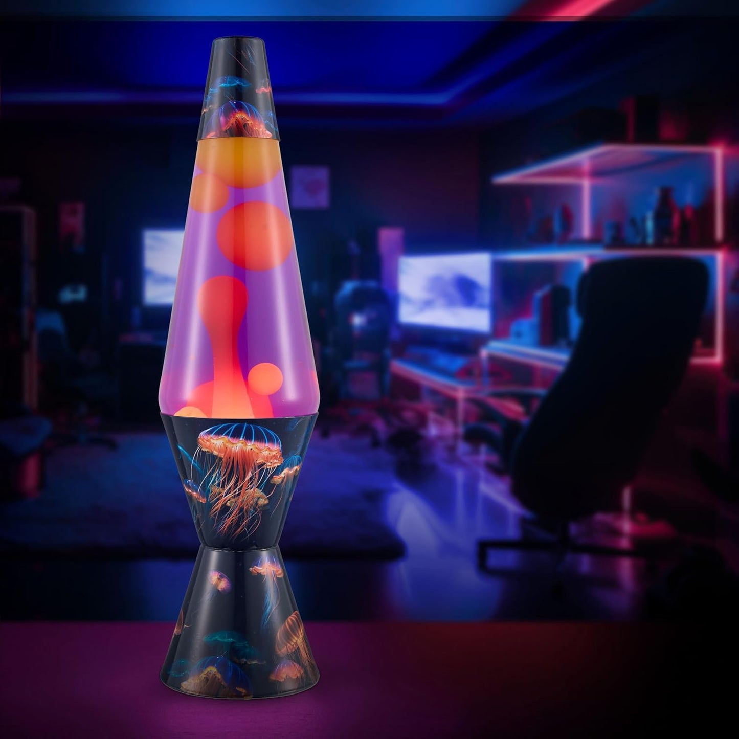 Lava the Original Lamp - 14.5" Luminous Jelly Fish – Classic Liquid Motion Lamp - Yellow Wax and Purple Liquid - Item #2424 (Amazon Exclusive)