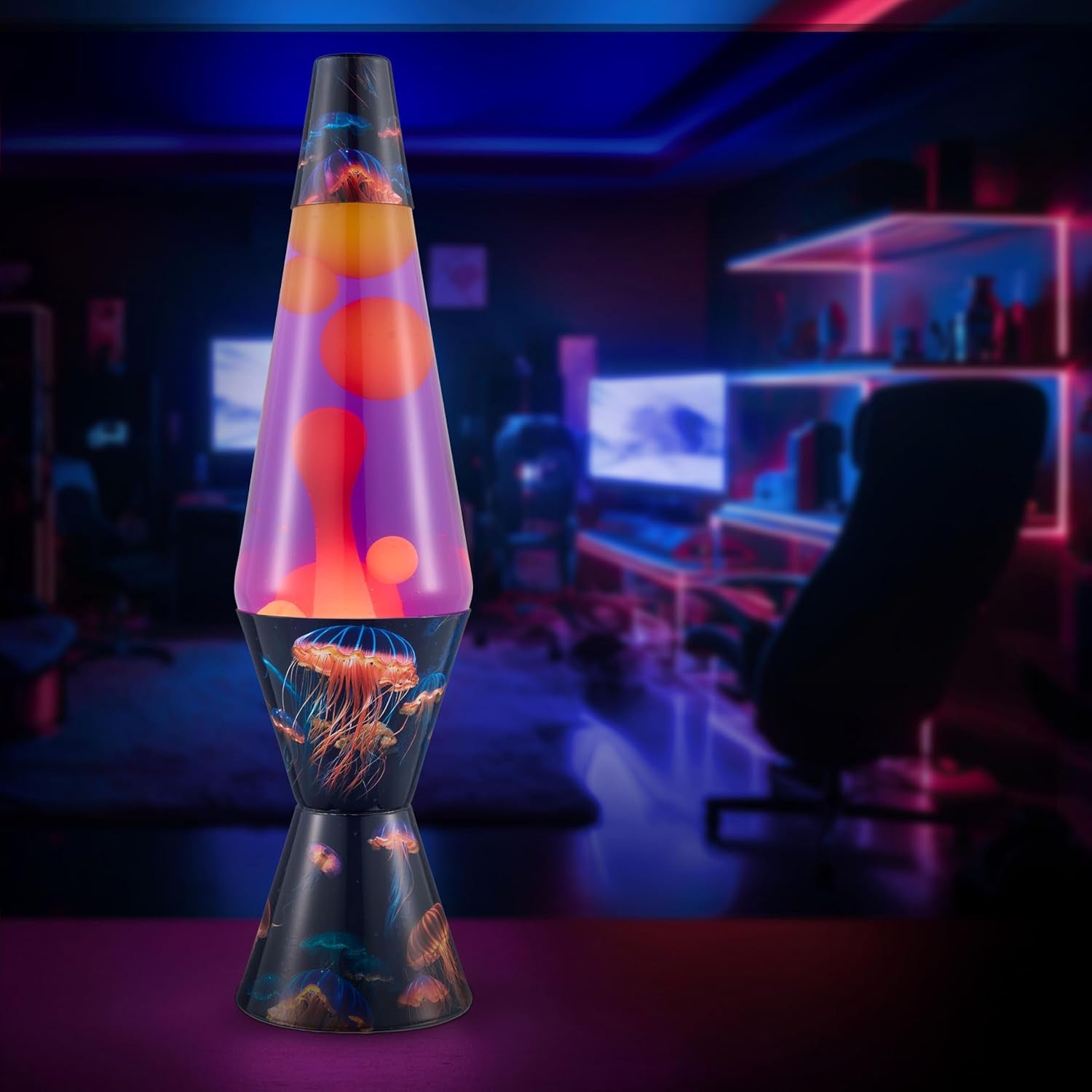 Lava the Original Lamp - 14.5" Luminous Jelly Fish – Classic Liquid Motion Lamp - Yellow Wax and Purple Liquid - Item #2424 (Amazon Exclusive)