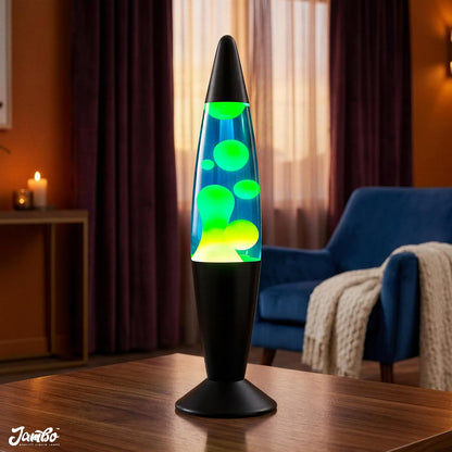 16" Beautiful Lamp- Blue with Yellow/Green Wax, Relaxing Liquid Lamp for Living Room Office Bedroom Adults Teens Kids, Magma Light, Night Light Nightlight, Home Decor