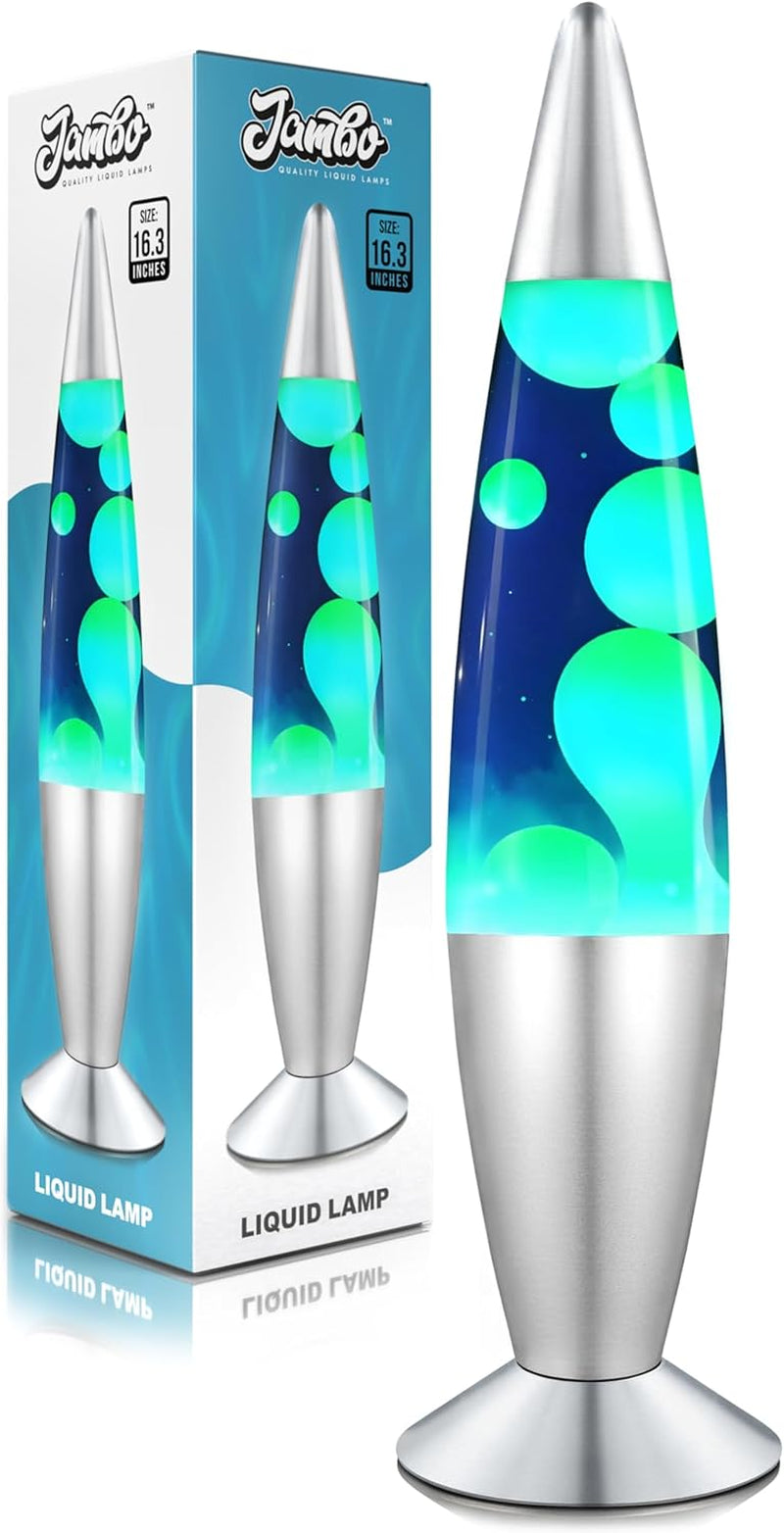 16" Beautiful Lamp- Blue with Yellow/Green Wax, Relaxing Liquid Light, Night Light Nightlight, Home Decor Living Room Office Bedroom Lamp for Adults Teens Kids, Magma Motion