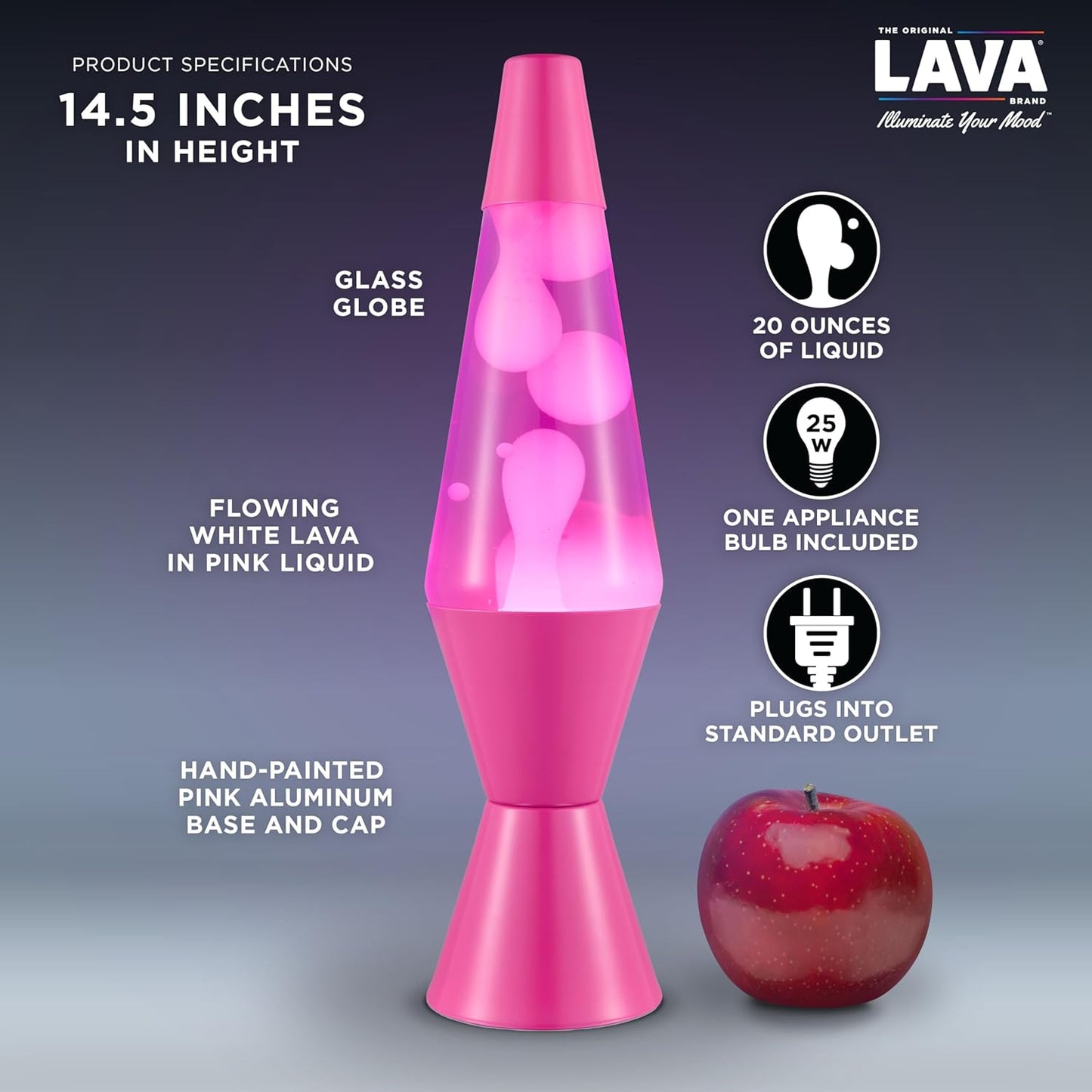 Lava the Original Lamp - New 14.5" Wild Pink – Classic Liquid Motion Lamp - White Wax and Pink Liquid - Item #2361 (Amazon Exclusive)