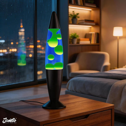 16" Beautiful Lamp- Blue with Yellow/Green Wax, Relaxing Liquid Lamp for Living Room Office Bedroom Adults Teens Kids, Magma Light, Night Light Nightlight, Home Decor