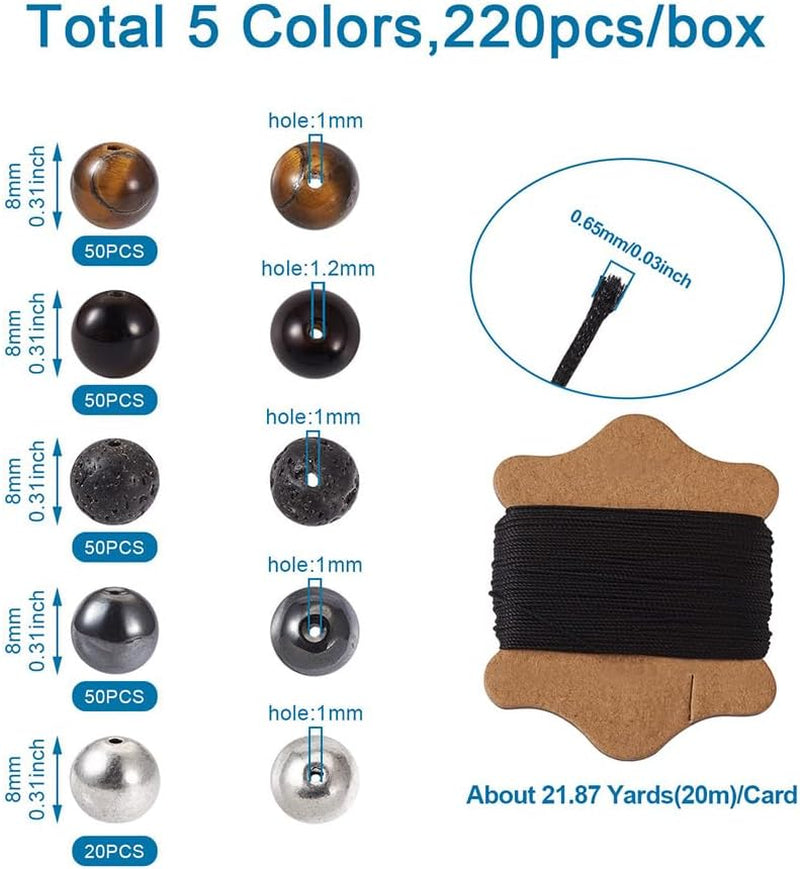 Mala Yoga Men Bracelet Making Kit Lava Rock Tiger Eye Beads