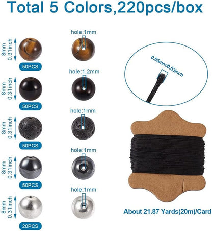 Mala Yoga Men Bracelet Making Kit Lava Rock Tiger Eye Beads