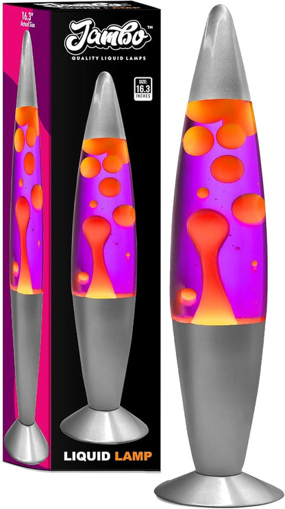 16" Beautiful Lamp- Purple with Yellow/Orange Wax, Relaxing Liquid Light, Night Light Nightlight, Home Decor Living Room Office Bedroom Lamp for Adults Teens Kids Magma Motion