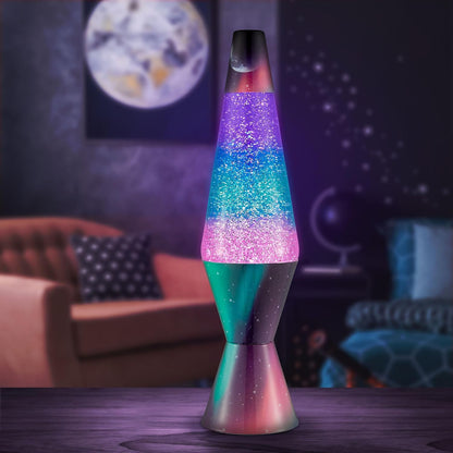 Lava® Lamp - 14.5" Polar Glimmer - the Original Motion Light - Silver Glitter, Multicolor Base and Globe - Item #2048 (Amazon Exclusive)