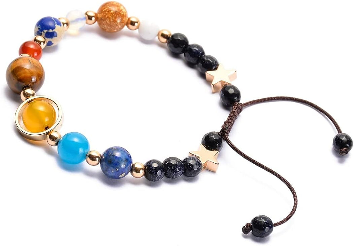 Solar System Galaxy Bracelet - the Eight Planets Guardian Star Lava Rock Stretch Yoga Chakra Aromatherapy Essential Oil Diffuser Bracelet for Men & Women