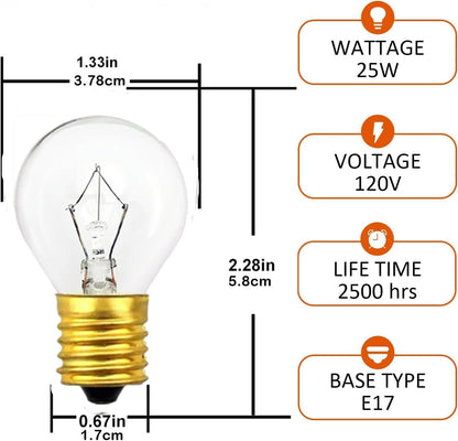 Lava Lamp Bulb 25 Watt, E17 Intermediate Base,The Lava Original Replacement for 14.5-Inch Lava Lamp, Soft Warm White Glow, Long Life, High Temp Resistance, High-Output Heat S11 (6PC-25W)