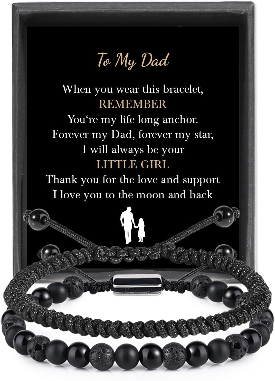 Black Beaded Bracelets for Men Boys: 6Mm Obsidian Onyx Lava Beads Mens Bracelet Set Mens Jewelry - Cool Anniversary Valentines Fathers Birthday Gifts for Him Boyfriend Husband Man Son Dad