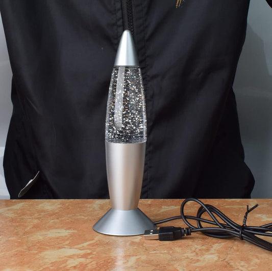 Glitter Lamp LED Vintage Mini 7.28'' Night Light Lamp with USB Multi Color Changing Rocket Light for Kids Boys Girls Adult Bedroom