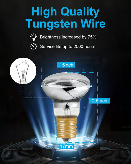 Lava Lamp Bulb, R39 E17 Reflector Type Bulb for Lava and Glitter Lamps, High-Output Heat 120V 30W Replacement Bulb with Dimmable, 2700K Warm White, 6000+Hours Long-Lasting Pack of 6