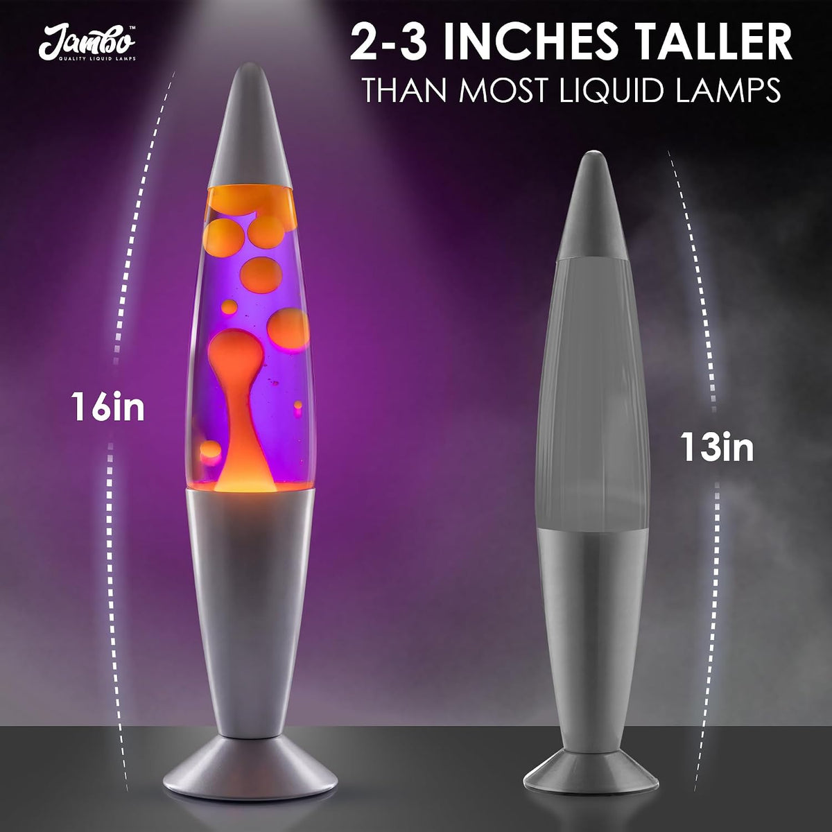 16" Beautiful Lamp- Purple with Yellow/Orange Wax, Relaxing Liquid Light, Night Light Nightlight, Home Decor Living Room Office Bedroom Lamp for Adults Teens Kids Magma Motion