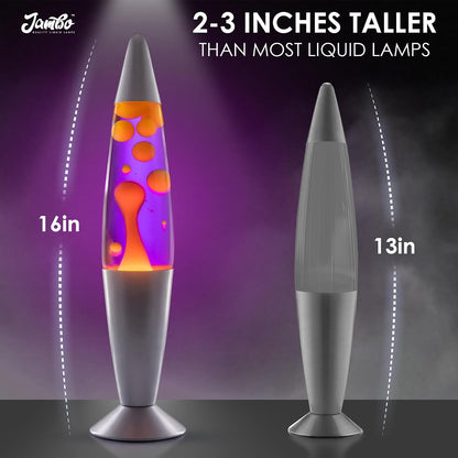 16" Beautiful Lamp- Purple with Yellow/Orange Wax, Relaxing Liquid Light, Night Light Nightlight, Home Decor Living Room Office Bedroom Lamp for Adults Teens Kids Magma Motion