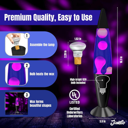 16" Beautiful Lamp- Purple with White/Pink Wax, Relaxing Liquid Lamp for Living Room Office Bedroom Adults Teens Kids, Magma Light, Night Light Nightlight, Home Decor