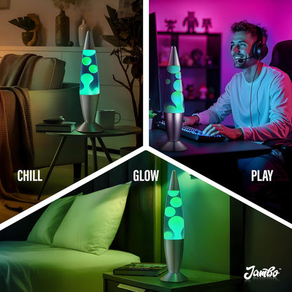 16" Beautiful Lamp- Blue with Yellow/Green Wax, Relaxing Liquid Light, Night Light Nightlight, Home Decor Living Room Office Bedroom Lamp for Adults Teens Kids, Magma Motion