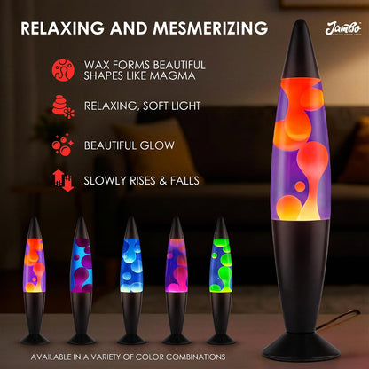 16" Beautiful Lamp- Purple with Yellow/Orange Wax, Relaxing Liquid Lamp for Living Room Office Bedroom Adults Teens Kids, Magma Light, Night Light Nightlight, Home Decor