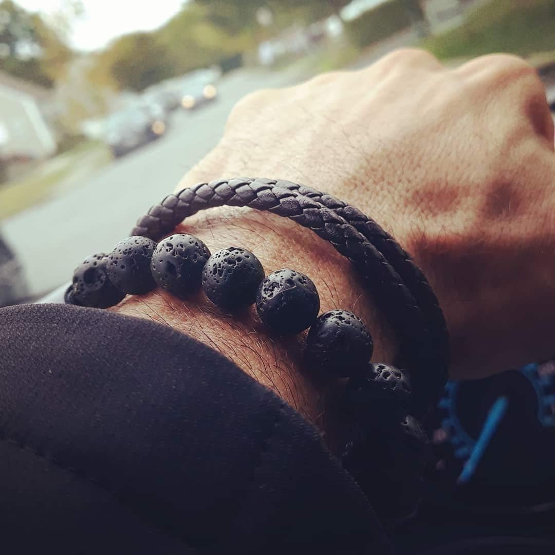 Men Women 8Mm Natural Stone Lava Rock Diffuser Bracelet