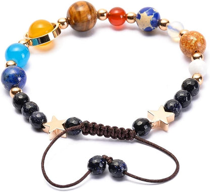 Solar System Galaxy Bracelet - the Eight Planets Guardian Star Lava Rock Stretch Yoga Chakra Aromatherapy Essential Oil Diffuser Bracelet for Men & Women