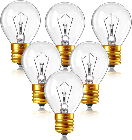 Lava Lamp Bulbs 25 Watt, 120V S11 E17 Base, Warm White 2700K, 6 Pack | Dimmable, Original Replacement Light Bulbs for 14.5-Inch Lava Lamp and Glitter Lamps