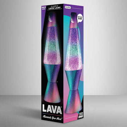 Lava® Lamp - 14.5" Polar Glimmer - the Original Motion Light - Silver Glitter, Multicolor Base and Globe - Item #2048 (Amazon Exclusive)