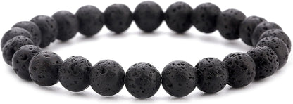 Men Women 8Mm Natural Stone Lava Rock Diffuser Bracelet