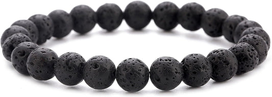 Men Women 8Mm Natural Stone Lava Rock Diffuser Bracelet