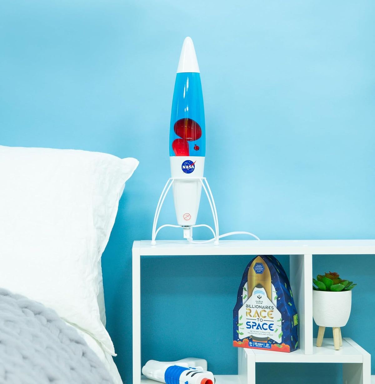 NASA Rocket Lamp | 17" Blue Liquid & Red Wax Lamp