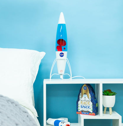 NASA Rocket Lamp | 17" Blue Liquid & Red Wax Lamp