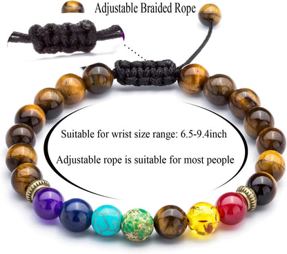 Men Women 8Mm Lava Rock Beads Chakra Bracelet