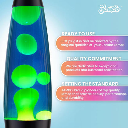 16" Beautiful Lamp- Blue with Yellow/Green Wax, Relaxing Liquid Lamp for Living Room Office Bedroom Adults Teens Kids, Magma Light, Night Light Nightlight, Home Decor