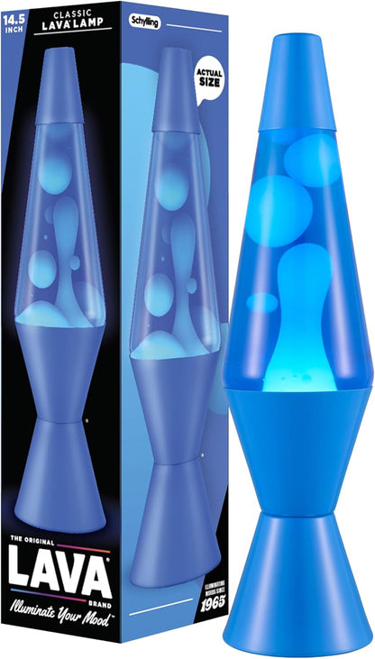 Lava the Original Lamp - New 14.5" Cerulean Blue – Classic Liquid Motion Lamp - White Wax and Blue Liquid - Item #2362 (Amazon Exclusive)
