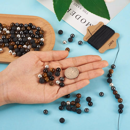 Mala Yoga Men Bracelet Making Kit Lava Rock Tiger Eye Beads