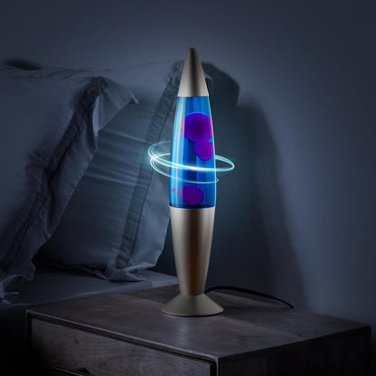 BEZALM 16-Inch Beautiful Lamp, Relaxing Night Light Home Decor for Living Room, Office, Bedroom - Magma Lamp (16", Silver Base, Blue Liquid, Purple Wax)