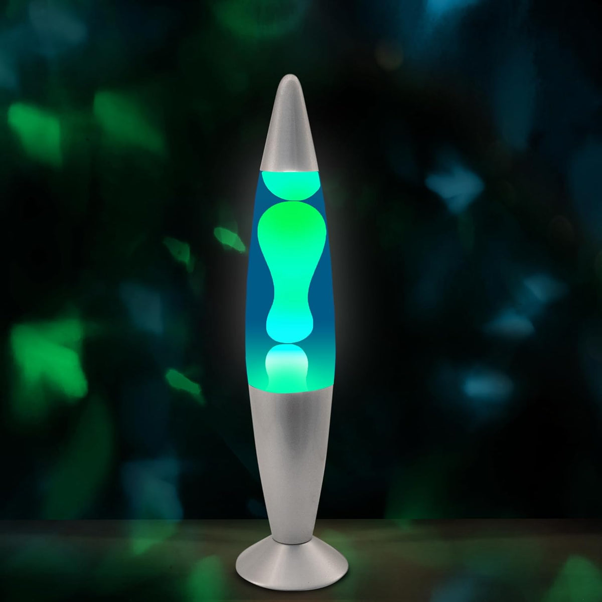 16" Beautiful Lamp- Blue with Yellow/Green Wax, Relaxing Liquid Light, Night Light Nightlight, Home Decor Living Room Office Bedroom Lamp for Adults Teens Kids, Magma Motion
