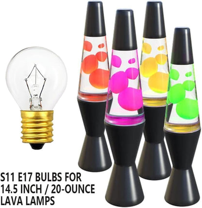 Lava Lamp Bulb 25 Watt, E17 Intermediate Base,The Lava Original Replacement for 14.5-Inch Lava Lamp, Soft Warm White Glow, Long Life, High Temp Resistance, High-Output Heat S11 (6PC-25W)