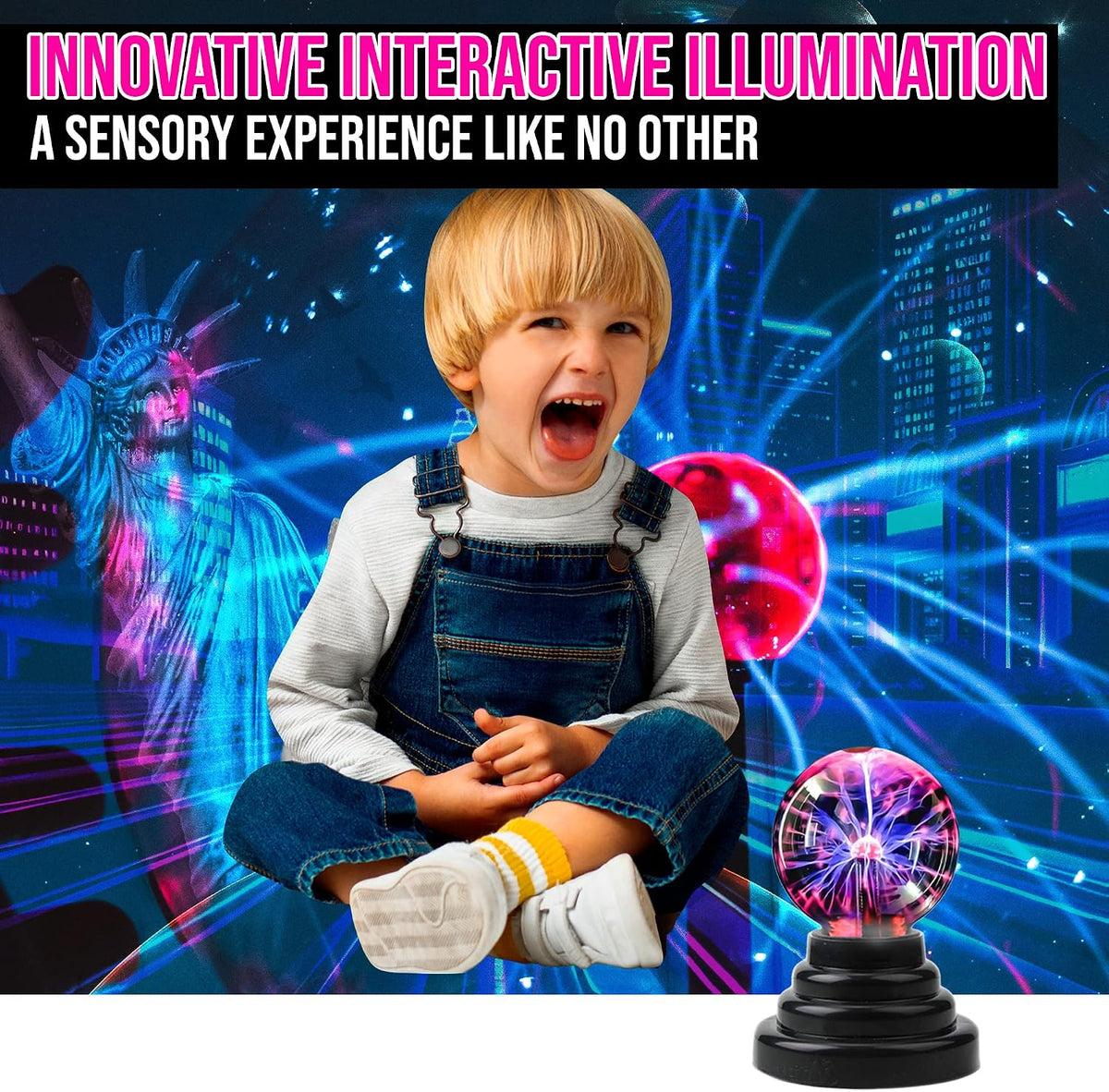 Plasma Ball Lamp Touch Sensitive Novelty Nebula Sphere Globe Magical Orb Toy Gift for Kids, Men & Women for Birthday, Christmas, Party Celebrations (3 Inch) - USB & Battery Powered