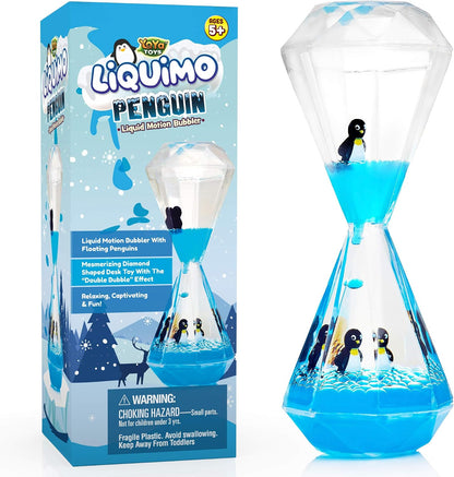 Liquimo Penguin - Liquid Motion Bubbler for Kids and Adults - Penguin Theme - Satisfying Toys for Stress and Anxiety Relief - Fidget Toy Can Be Used as a Colorful Kitchen Timer