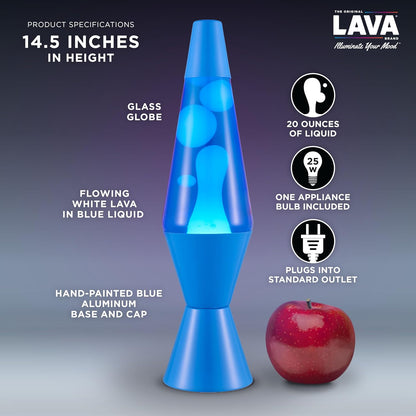 Lava the Original Lamp - New 14.5" Cerulean Blue – Classic Liquid Motion Lamp - White Wax and Blue Liquid - Item #2362 (Amazon Exclusive)