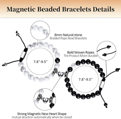Black Beaded Bracelets for Men Boys: 6Mm Obsidian Onyx Lava Beads Mens Bracelet Set Mens Jewelry - Cool Anniversary Valentines Fathers Birthday Gifts for Him Boyfriend Husband Man Son Dad