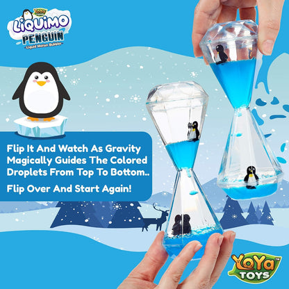 Liquimo Penguin - Liquid Motion Bubbler for Kids and Adults - Penguin Theme - Satisfying Toys for Stress and Anxiety Relief - Fidget Toy Can Be Used as a Colorful Kitchen Timer