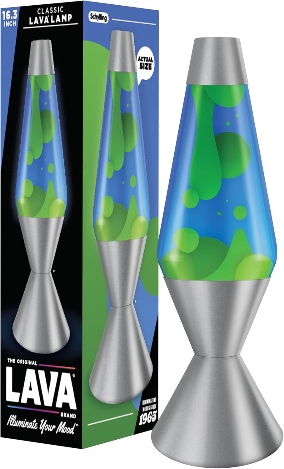 Lava the Original Lamp - 16.3" Emerald Tide – Classic Liquid Motion Lamp - Yellow Wax and Blue Liquid - Item #5139 (Amazon Exclusive)